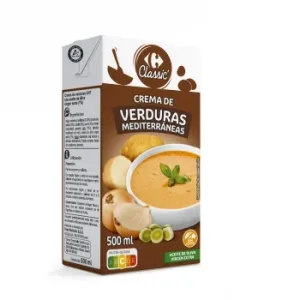 Crema de Verduras Mediterráneas Classic Carrefour sin Gluten 500 Ml.