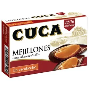 Cuca Mejillones Fritos en Aceite de Oliva, en Escabeche 12/16 Piezas 69 G.