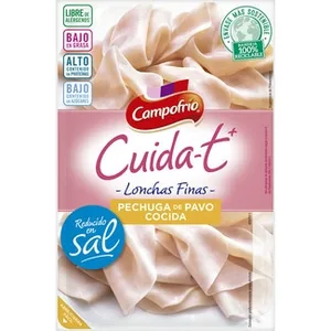 Cuida-t+ Pechuga de Pavo bajo en Grasa Reducido en Sal en Lonchas Finas sin Gluten sin Lactosa Campofrio
