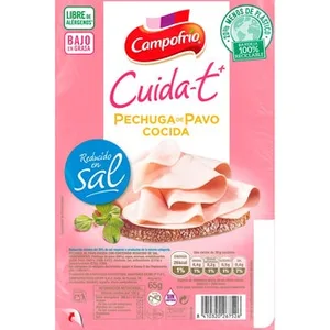 Cuida-t+ Pechuga de Pavo bajo en Grasa Reducido en Sal en Lonchas sin Gluten sin Lactosa Campofrio 65 G