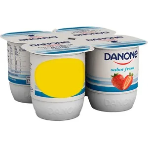 Danone Yogur con Sabor a Fresa Elaborado con Leche Fresca de Vaca 4 X 120 G. 480 G