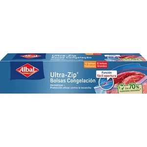 Bolsa de Congelación Ultra-zip 12 Medianas y 8 Grandes Herméticas  Albal 20 Unidades
