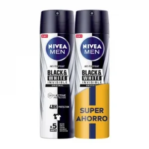 Desodorante en Spray Black & White Invisible Original Nivea Men Pack de 2 Unidades de 200 Ml.