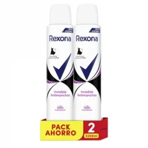 Desodorante en Spray Invisible Antimanchas Rexona Pack de 2 Unidades de 200 Ml.