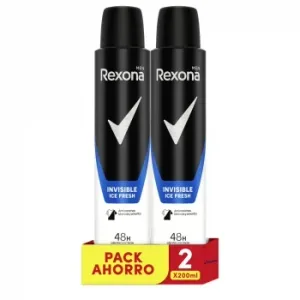 Desodorante en Spray Invisible Ice Fresh Rexona Men Pack de 2 Unidades de 200 Ml.