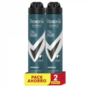 Desodorante en Spray Invisible Rexona Men Pack de 2 Unidades de 200 Ml.