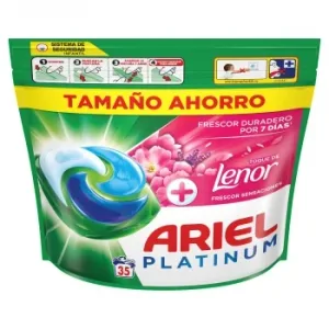 Detergente en Cápsulas +toque de Lenor Frescor Sensaciones Platinum Ariel 35 Lavados.