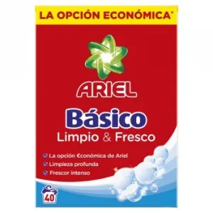 Detergente en Polvo Básico Ariel 40 Lavados.