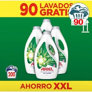 Detergente Líquido Original Caja con 4 Botellas 200 Dosis 90 Lavados Gratis Ahorro XXL Ariel 199.95 Dosis
