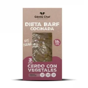Dieta Barf Cocinada Natural de Cerdo con Vegetales para Perro Gentle Chef 3x200 G