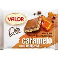 Duo Chocolate con Leche y Blanco Caramelo Valor, Tableta 130 G