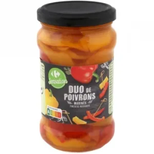 Duo de Pimientos Rojos y Amarillos Marinados Sensation Carrefour 185 G.