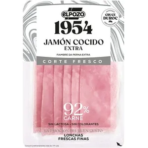 Edición 1954 Corte Fresco Jamón Cocido Extra Raza Duroc en Lonchas Finas sin Gluten sin Lactosa Elpozo