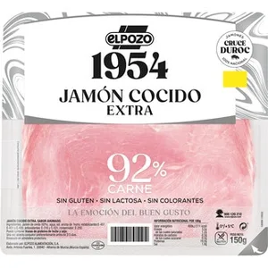 Edición 1954 Jamón Cocido Extra Sabor Ahumado Raza Duroc en Lonchas sin Gluten sin Lactosa Elpozo