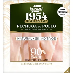 Edición 1954 Premium Gourmet Pechuga de Pollo Asada con Madera de Haya Natural sin Aditivos en Lonchas sin Gluten sin Lactosa Envase 120 G Elpozo