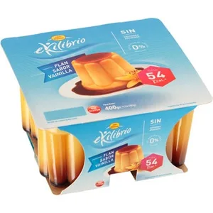 Ekilibrio Flan Desnatado 0% M.g. Sabor Vainilla sin Azúcares Añadidos sin Gluten Pack 4 Reina 100 G