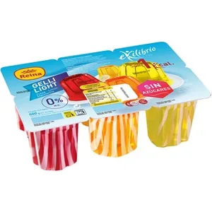 Ekilibrio Gelli Light Gelificado Desnatada 0% M.g. sin Azúcares Sabores Fresa, Limón y Mandarina sin Gluten Pack 6 Unidades 100 G Reina
