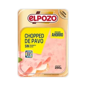 EL Pozo Chopped de Pavo, sin Gluten ni Colorantes, Cortado en Lonchas 250 G.