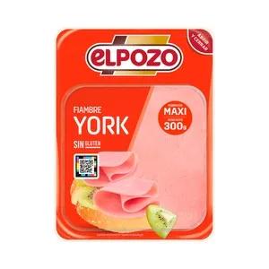EL Pozo Fiambre York en Lonchas Especiales para Sándwich, sin Gluten 300 G.
