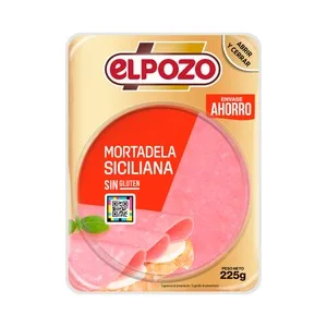 EL Pozo Mortadela Siciliana sin Gluten, Cortada en Lonchas 225 G.