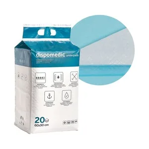 Dispomedic Empapador Absorvente, Antideslizante e Hipoalergénico de 60 X 90 Cm 20 Uds.