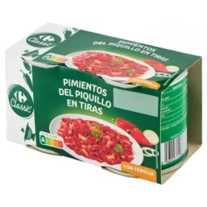 Ensalada de Pimientos del Piquillo en Tiras con Cebolla Carrefour Pack de 2 Unidades 180 G.