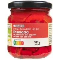 Ensalada de Pimientos Piquillo con Cebolla Eroski, Frasco 150 G