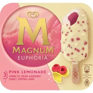 Euphoria Helado de Limón con Sorbete de Frambuesa 3 Unidades Magnum 270 ML