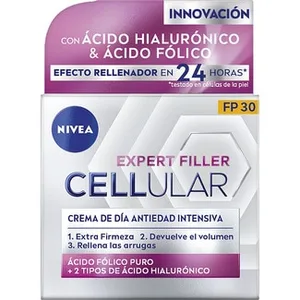 Expert Filler Cellular Crema de Día Antiedad Intensiva Spf-30 con Ácido Fólico Puro + 2 Tipos de Ácido Hialurónico Nivea