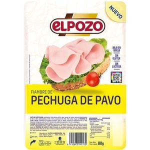 Fiambre de Pechuga de Pavo bajo en Grasa en Lonchas sin Gluten Elpozo
