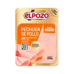 EL Pozo Fiambre de Pechuga de Pollo Cocida, Cortada en Lonchas 225 G.
