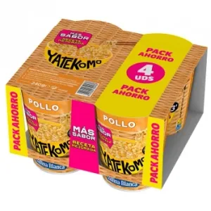 Fideos Orientales de Pollo Yatekomo Gallina Blanca Pack de 4 Unidades de 60 G.