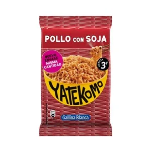 Yatekomo Fideos Orientales Instantáneos con Sabor a Pollo con Bolsa de Soja de 79 G.