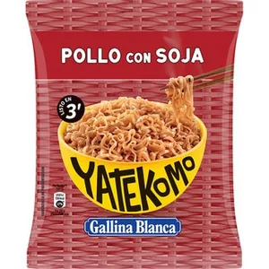 Fideos Orientales Pollo con Soja Listo en 3 Minutos  Yatekomo 82 G
