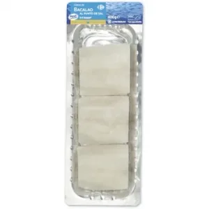 Filete de Bacalao Procedente de Pesca Sostenible al Punto de Sal Ultracongelado Carrefour 400 G.