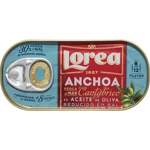 Filetes de Anchoa del Cantábrico en Aceite de Oliva 30% Menos Sal Lorea