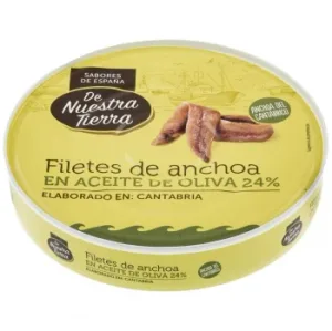 Filetes de Anchoa del Cantábrico en Aceite de Oliva de Nuestra Tierra 185 G.
