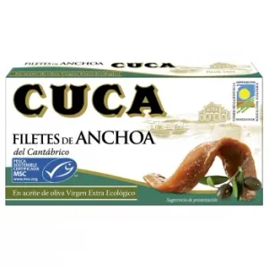 Filetes de Anchoa del Cantábrico en Aove Ecológico Cuca sin Gluten y sin Lactosa 29 G.