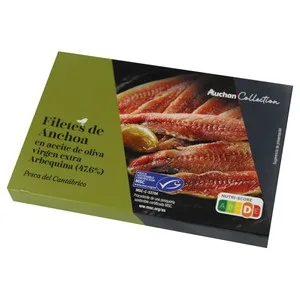 Alcampo Gourmet Filetes de Anchoa en Aceite de Oliva Virgen Extra MSC (pesca Sostenible Certificada) Lata P.e 55 G.