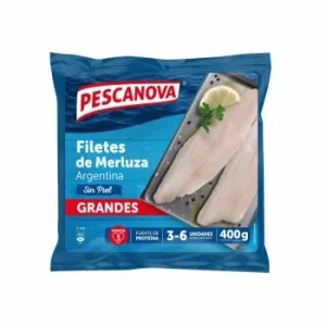 Filetes de Merluza Argentina sin Piel Ultracongelados Pescanova 400 G.