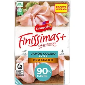 Finíssimas Jamón Cocido Extra Braseado en Lonchas sin Gluten sin Lactosa Campofrio