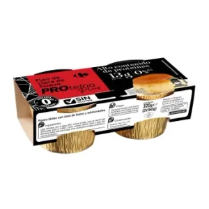 Flan de Clara de Huevo Proteína Plus Carrefour sin Gluten Pack de 2 Unidades de 160 G.