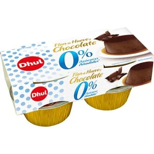 Flan de Huevo y Chocolate 0% Azúcares Añadidos Pack 4 Dhul