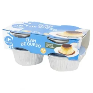 Flan de Queso Carrefour sin Gluten Pack de 4 Unidades de 100 G.