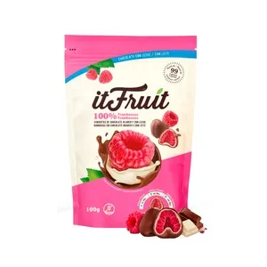 IT Fruit Frambuesa Cubierta con Chocolate Blanco y de Leche 100gr