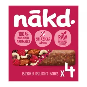 Barrita de Frutas con Frutos Secos y Frambuesas Nakd sin Azúcar Añadido 140 G.