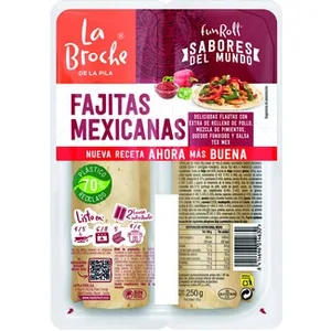 Fun Roll Fajitas Mexicanas con Extra de Relleno de Pollo, Mezcla de Pimientos, Quesos Fundidos y Salsa Tex Mex 2 Unidades Envase 250 G la Broche