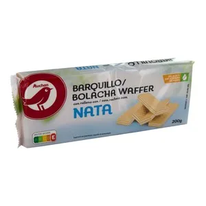Producto Alcampo Galletas Barquillos Rellenos con Sabor Nata 200 G.
