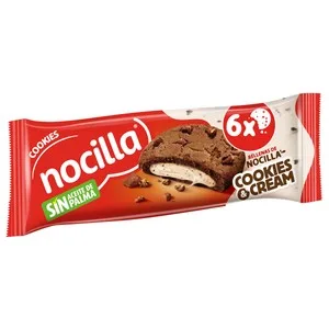 Nocilla Galletas Cookies Rellenas de Crema de Cacao y Leche 6 Uds, 120 G.