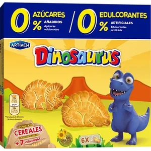 Galletas de Cereales 0% Azúcares y 0% Edulcorantes 6 Bolsitas Individuales  Artiach Dinosaurus 185 G
